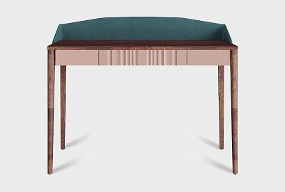 Стол туалетный "Меридиан" с декором (с мягким элементом); *А-017.109М; к-шоколадный дуб, ф-дымчатая роза; Tiffany 12 Azur