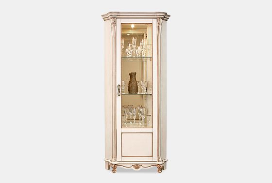 Шкаф с витриной угловой "Алези 10" (правый) массив и шпон дуба 3