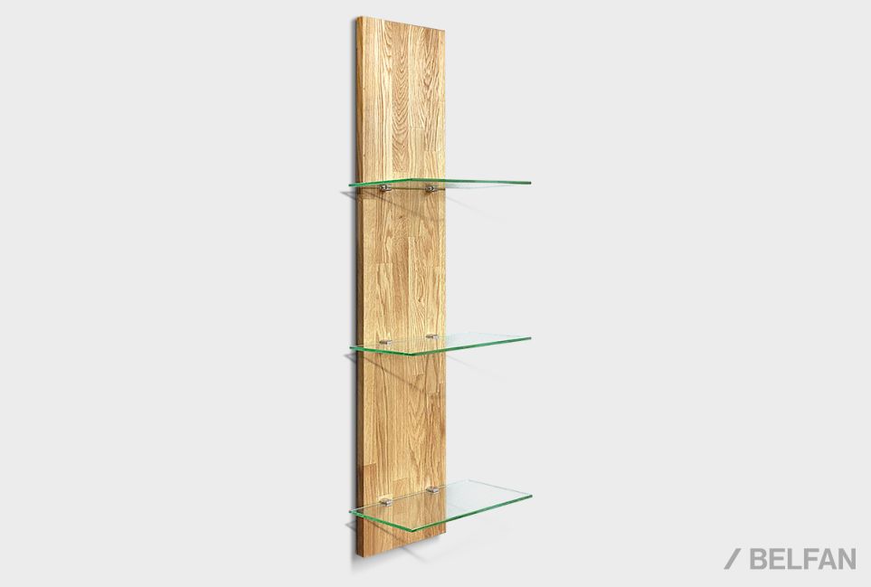 Полка настенная "Уоллстрит" (стекло) массив дуба 2