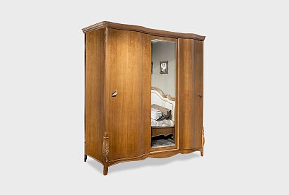Шкаф-купе для одежды 3-х дв. "Трио" (с зеркалом); *ММ-277-01/03Р; коньяк с серебряной патиной