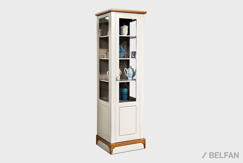 Шкаф с витриной 1-но дв. "Бриансон" (правый) массив и шпон дуба, МДФ 1