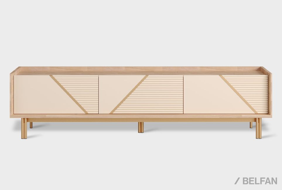 Тумба под ТВ «Авеню» 180 шпон дуба, МДФ, металл 1