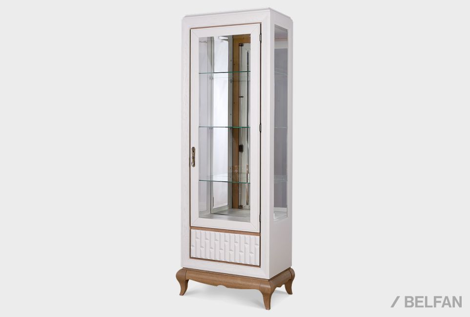 Шкаф с витриной 1-но дв. "Армония" (правый) массив и шпон дуба 2