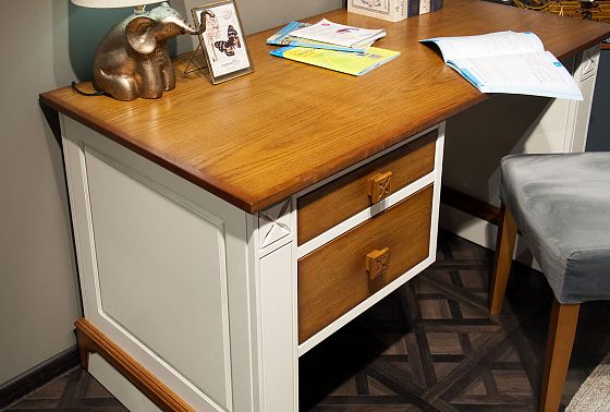 Стол письменный "Бриансон" (1 тумба слева) массив и шпон дуба, МДФ 6