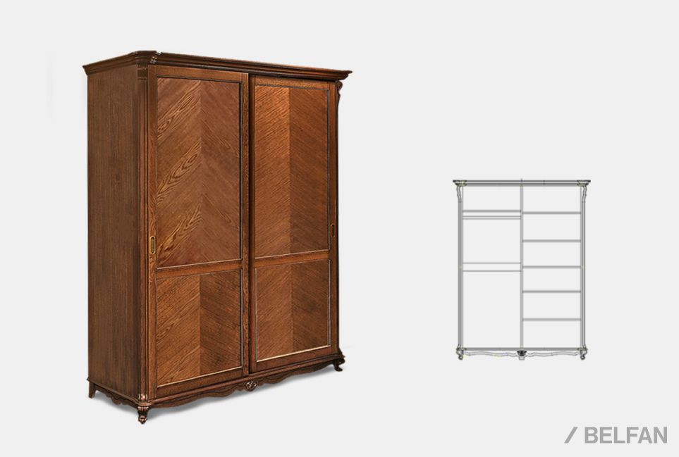 Шкаф-купе 2-х дв. "Алези" массив и шпон дуба 2