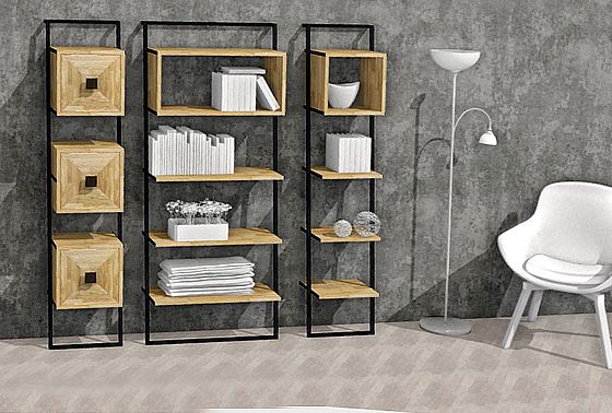 Стеллаж "Арт" 441 массив и шпон дуба, МДФ, металл 6