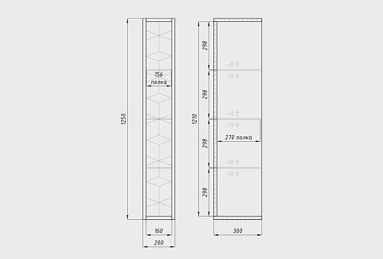 Шкаф настенный "Этна" (узкий) массив дуба 5