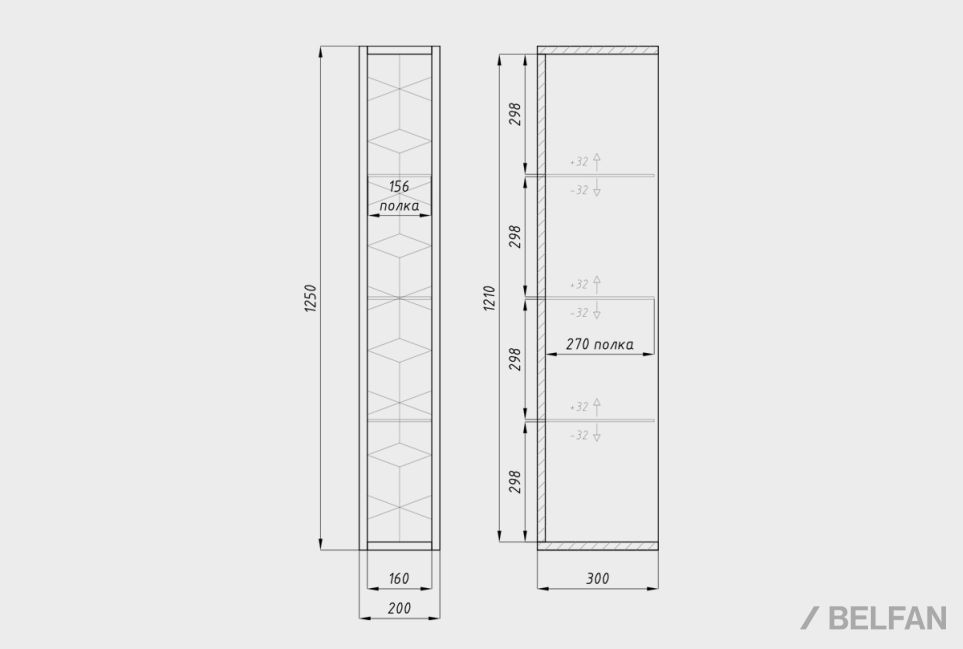 Шкаф настенный "Этна" (узкий) массив дуба 4