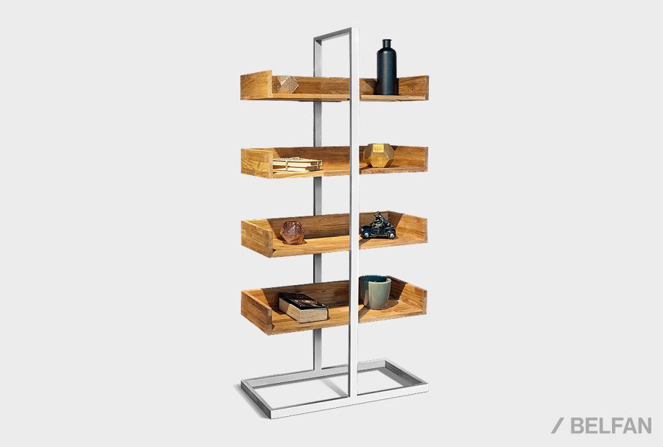 Стеллаж "Арт" 4-1 массив дуба, металл 1