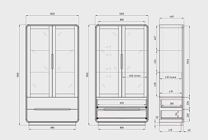 Витрина 2-х дверная "Монблан"