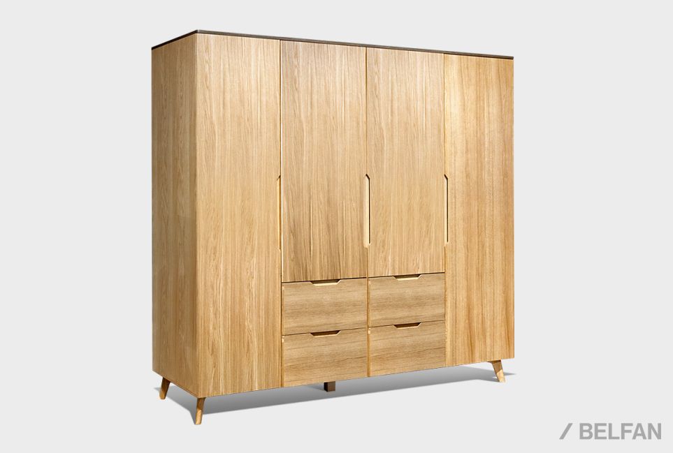 Шкаф для одежды 4-х дверный "Элва" массив и шпон дуба 1