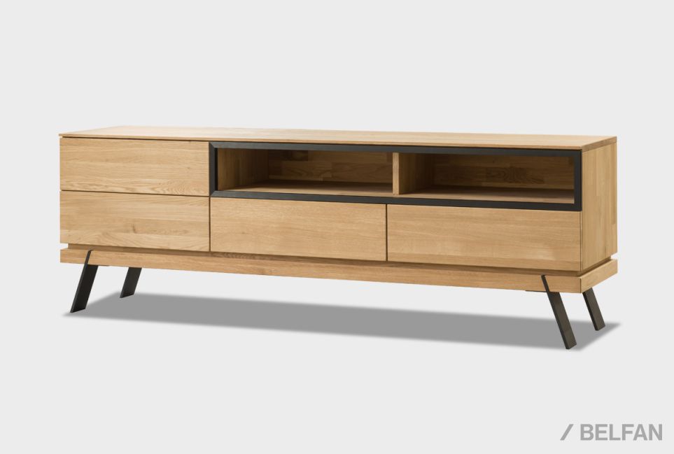 Тумба под ТВ "Этна" 180 (с нишей) массив дуба, металл 1