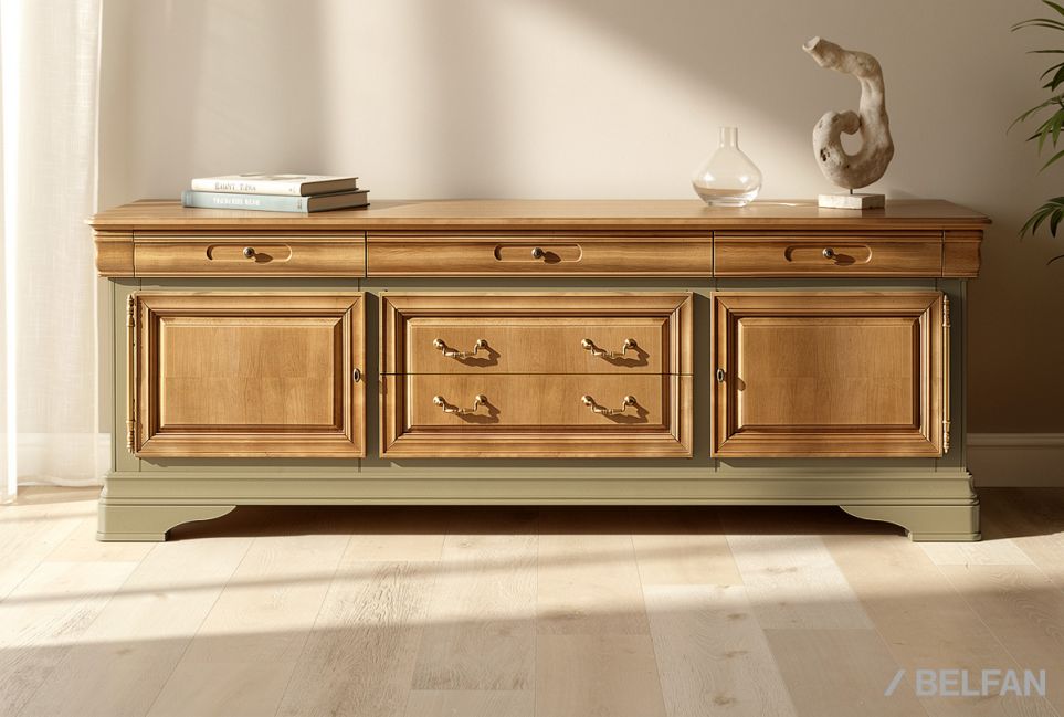 Тумба под ТВ "Оливия" 3 массив и шпон ольхи 1