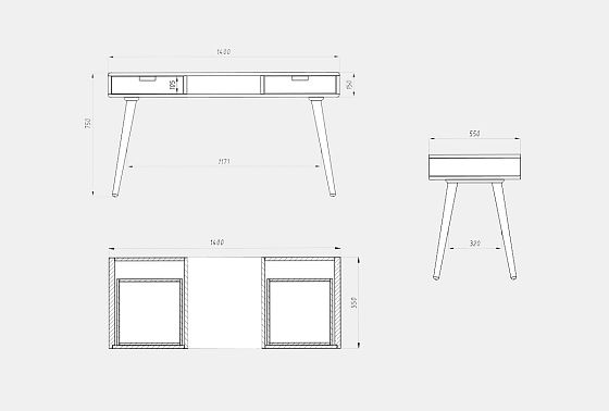 Стол письменный "Ирвинг" (2 ящика) массив дуба 8