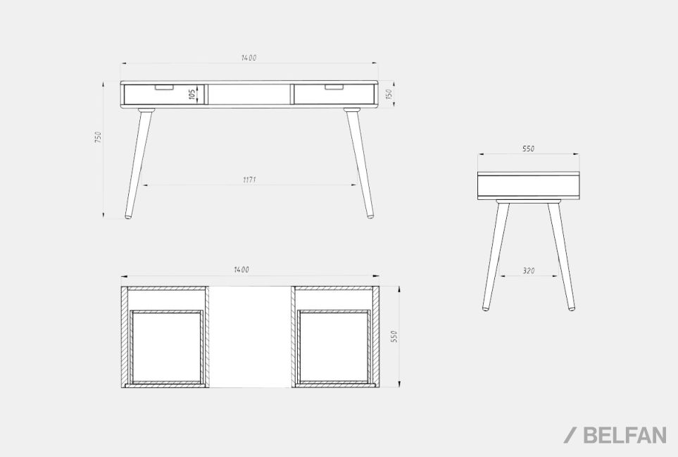 Стол письменный "Ирвинг" (2 ящика) массив дуба 7