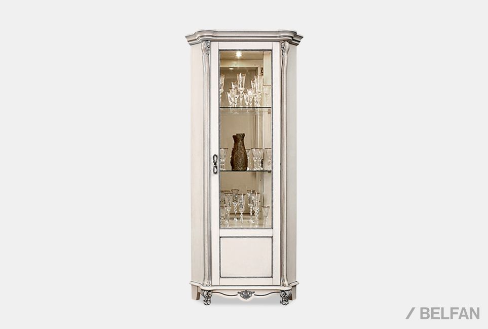 Шкаф с витриной угловой "Алези 10" (правый) массив и шпон дуба 2