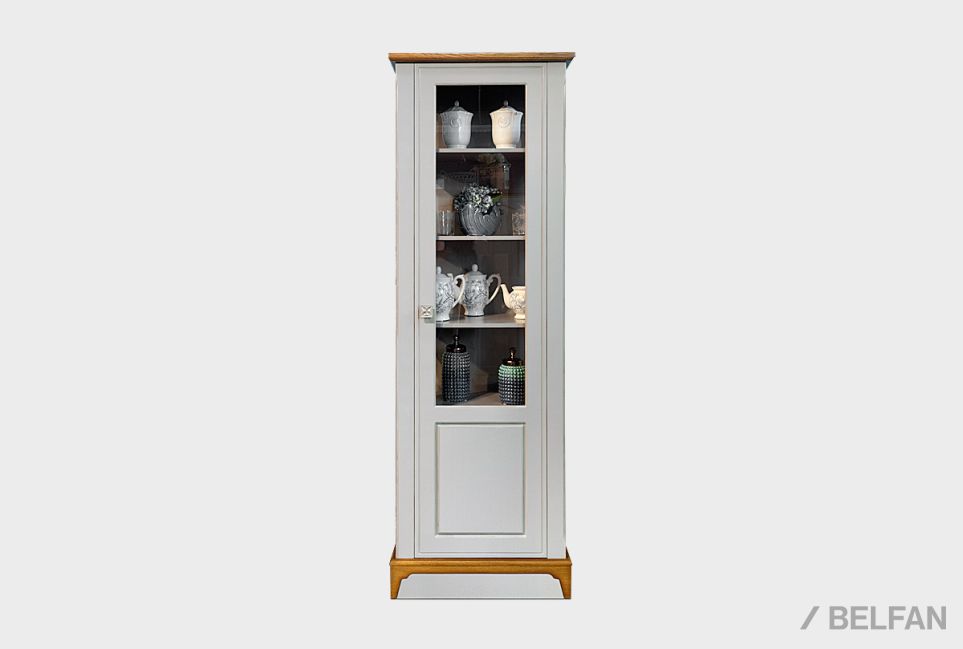 Шкаф с витриной 1-но дв. "Бриансон" (правый) массив и шпон дуба, МДФ 2