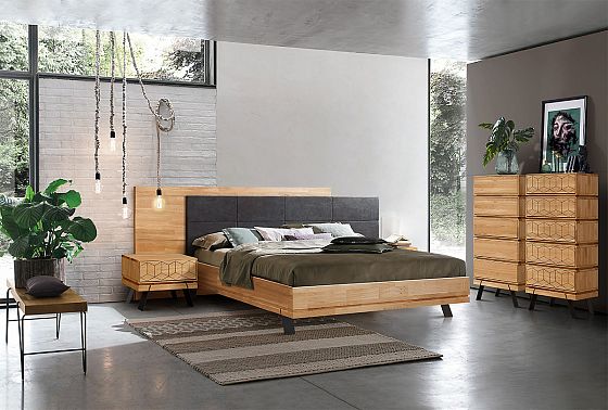 Комод высокий "Этна" с декором (фигурный) массив дуба, металл 5