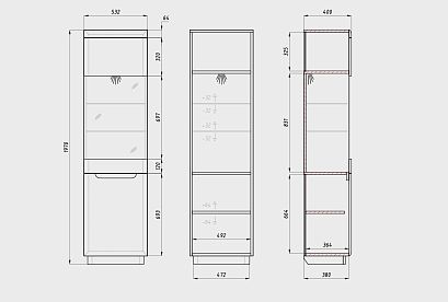 Витрина 1-но дверная "Бремен" (правая); с подсветкой; дуб натуральный