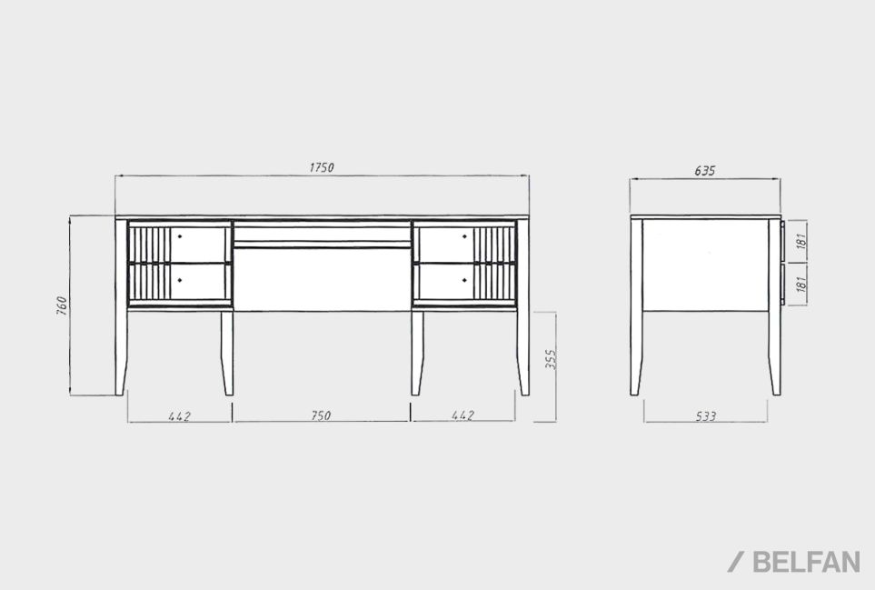 Стол письменный "Чикаго" (2 тумбы) массив и шпон дуба 3