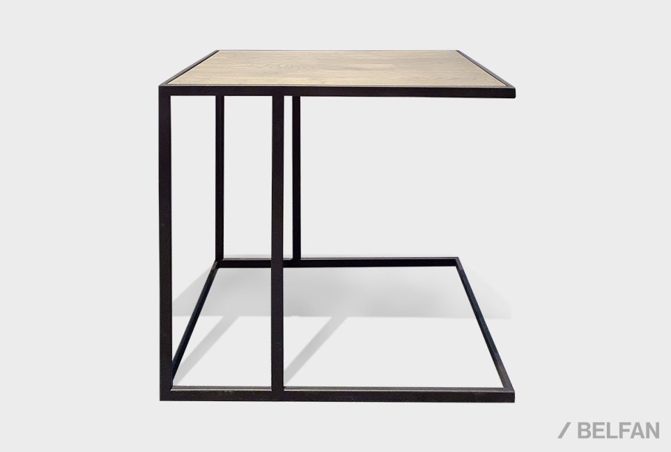 Стол кофейный "Арт" приставной массив дуба, металл 1