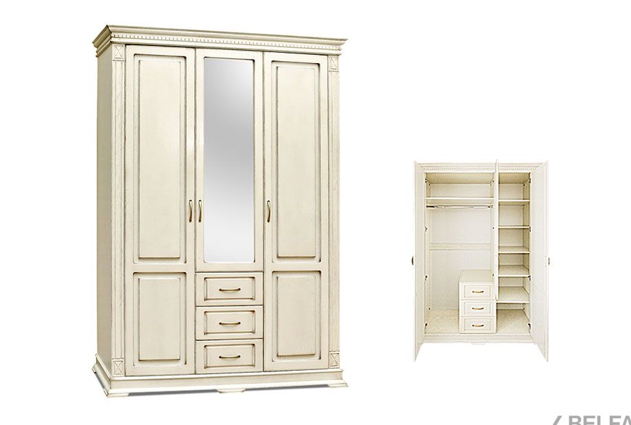 Шкаф 3-х дверный "Верди Люкс" массив и шпон дуба 1