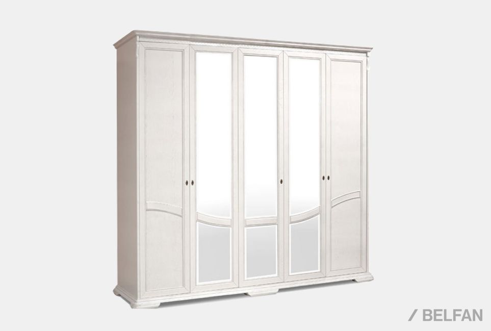 Шкаф для одежды 5-ти дв. "Лика" (с зеркалом) массив и шпон дуба 1