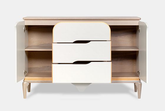 Тумба "Алекса" 3 (с ящиками) массив и шпон дуба, МДФ 13