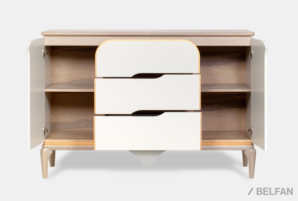 Тумба "Алекса" 3 (с ящиками) массив и шпон дуба, МДФ 10