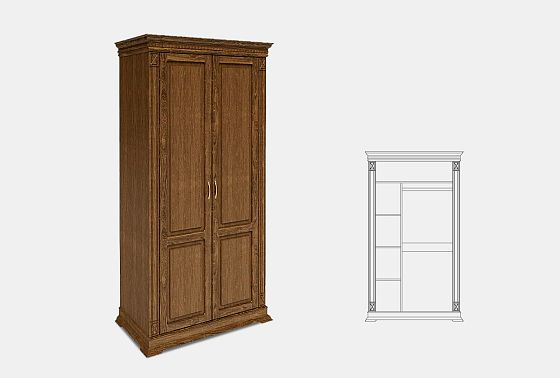 Шкаф для одежды 2-х дв. "Верди Люкс 2/3" массив и шпон дуба 2