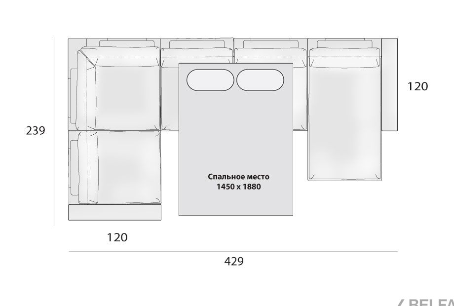 "Лофт" диван угловой с оттоманкой 4