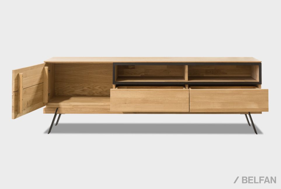 Тумба под ТВ "Этна" 180 (с нишей) массив дуба, металл 4