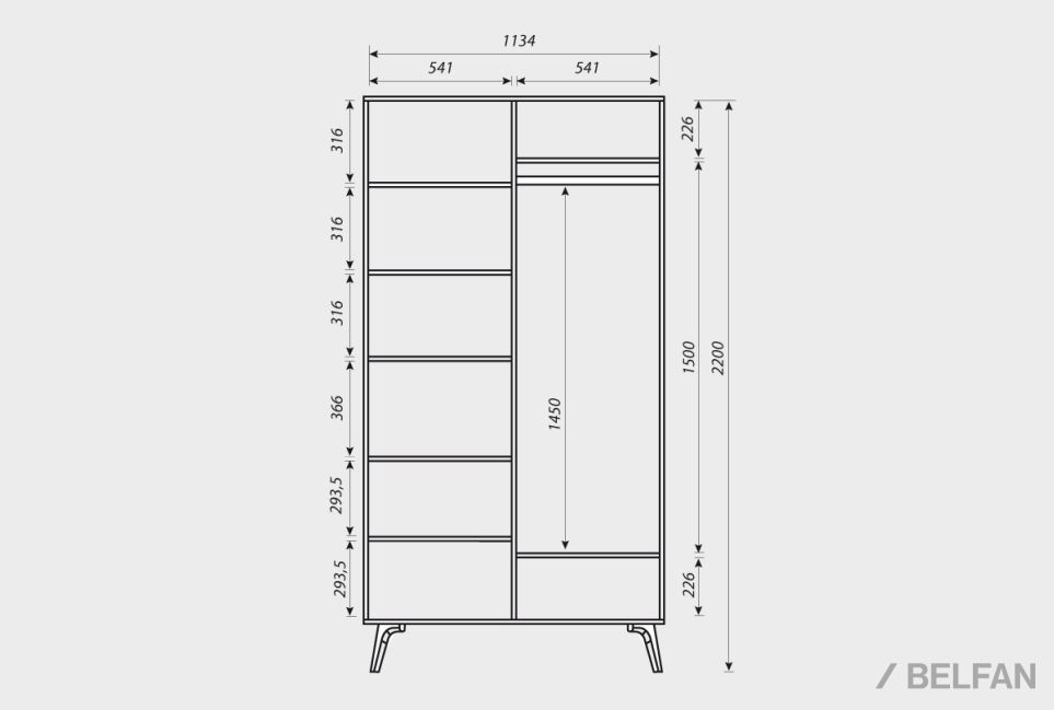Шкаф для одежды 2-х дверный "Элва" массив и шпон дуба 3