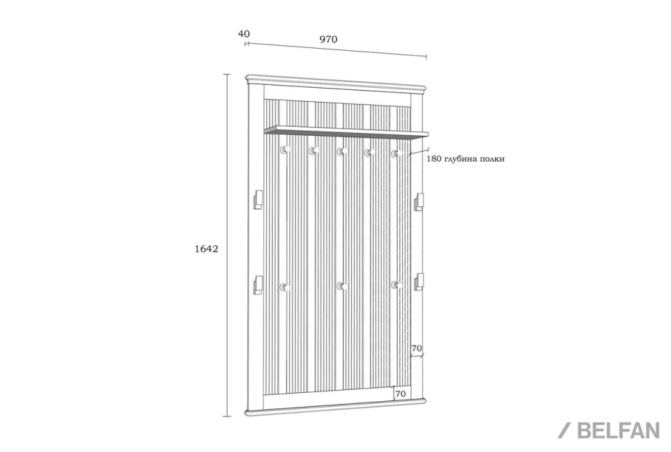 Вешалка настенная "Рандеву" 160 массив сосны 5