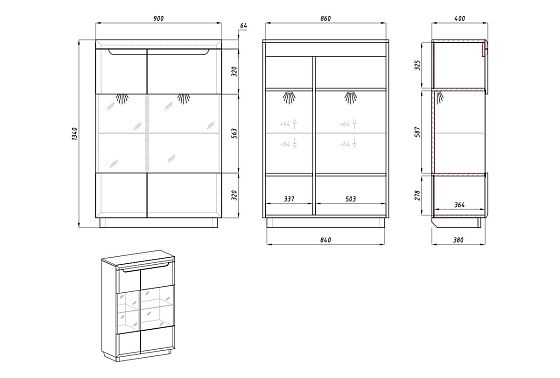 Тумба высокая "Бремен" (стекло) массив дуба 9