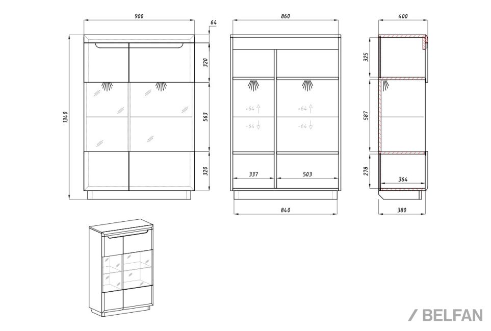 Тумба высокая "Бремен" (стекло) массив дуба 3
