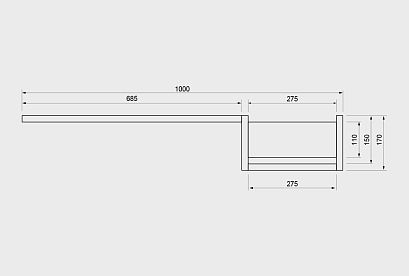 Полка с нишей "Уоллстрит" (правая); *А-012.14; к-бейц-масло, вст-белый
