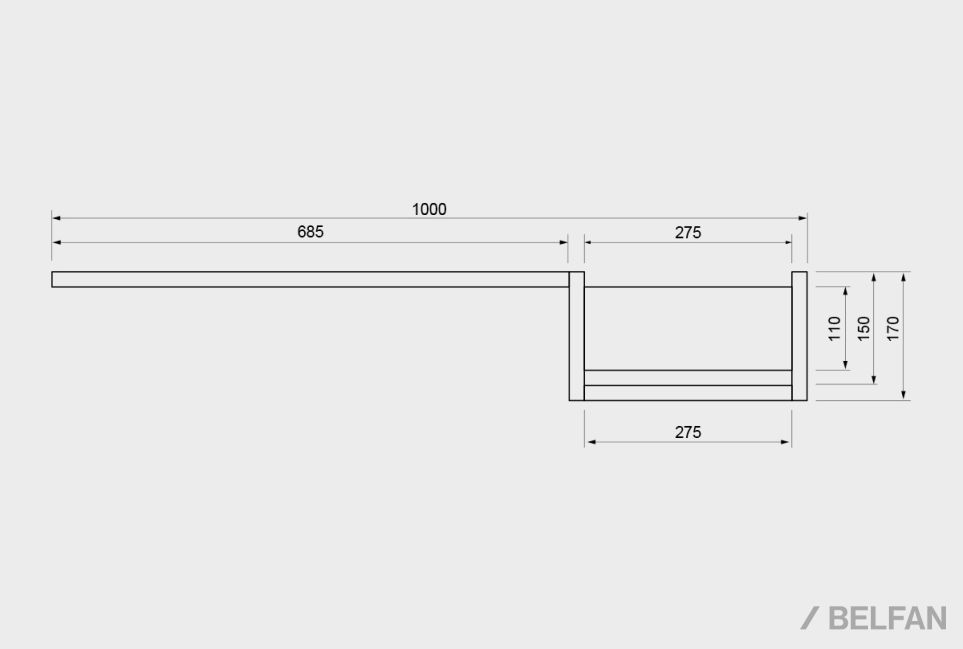 Полка с нишей "Уоллстрит" (правая) массив дуба, МДФ 8