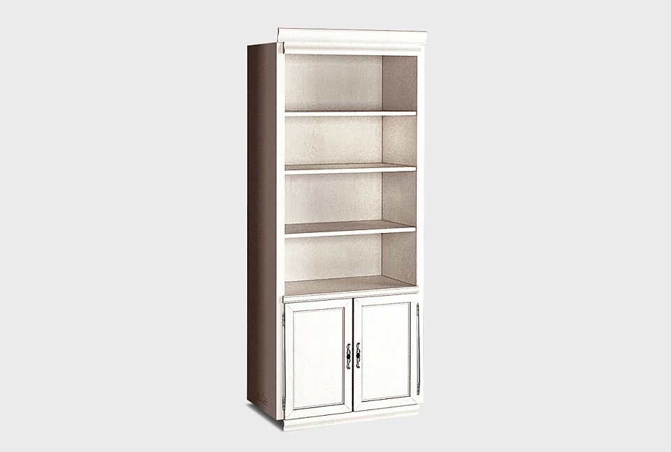 Стеллаж с распашными дверцами "Тэфи"; амбэр с белой патиной