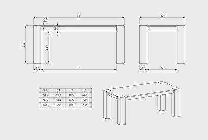 Стол обеденный "Берген" П-03 (сечение опор 150х150); 2000x1000; бейц масло