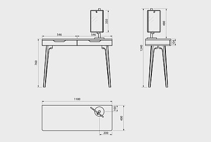 Стол туалетный "Элва" B-2