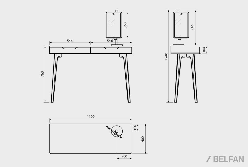 Стол туалетный "Элва" B-2 массив и шпон дуба 3