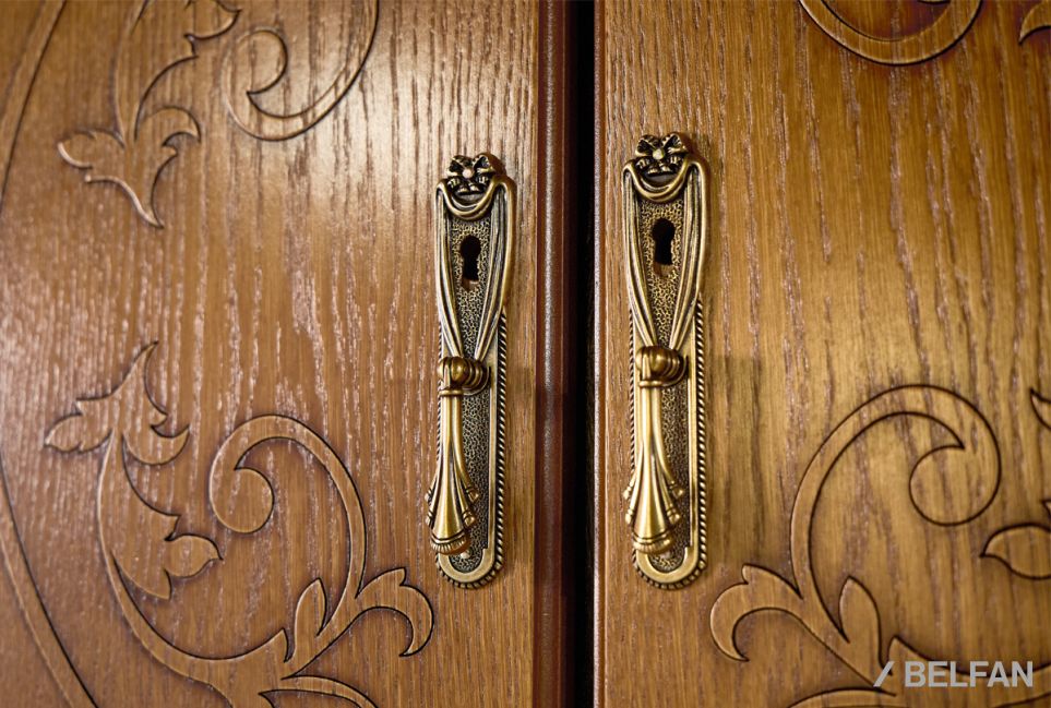 Шкаф навесной 4-х секционный "Соната" (без декора) массив и шпон дуба 5