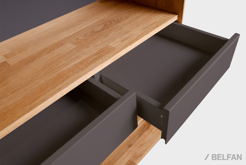 Стеллаж "Уоллстрит" (с ящиками) массив дуба, МДФ 4