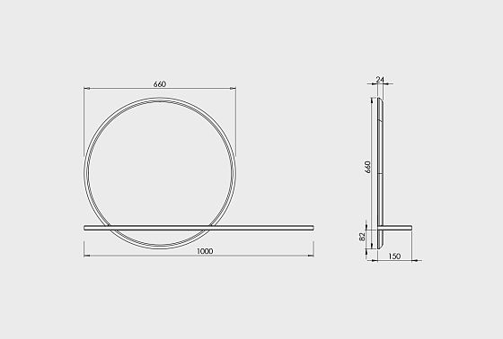 Зеркало настенное с полкой "Уоллстрит" (круглое) массив дуба 9
