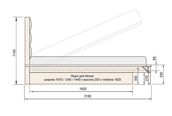 Кровать "Extera" 140М с бельевым ящиком массив дуба, металл 3