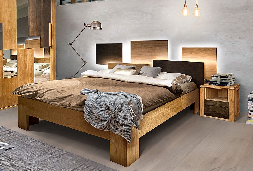 Кровать "Берген" 180 (с подсветкой); без основания, без матраса; (1800x2000); бейц-масло
