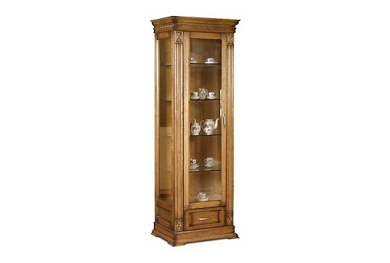 Шкаф с витриной "Верди Люкс 1з" массив и шпон дуба 2