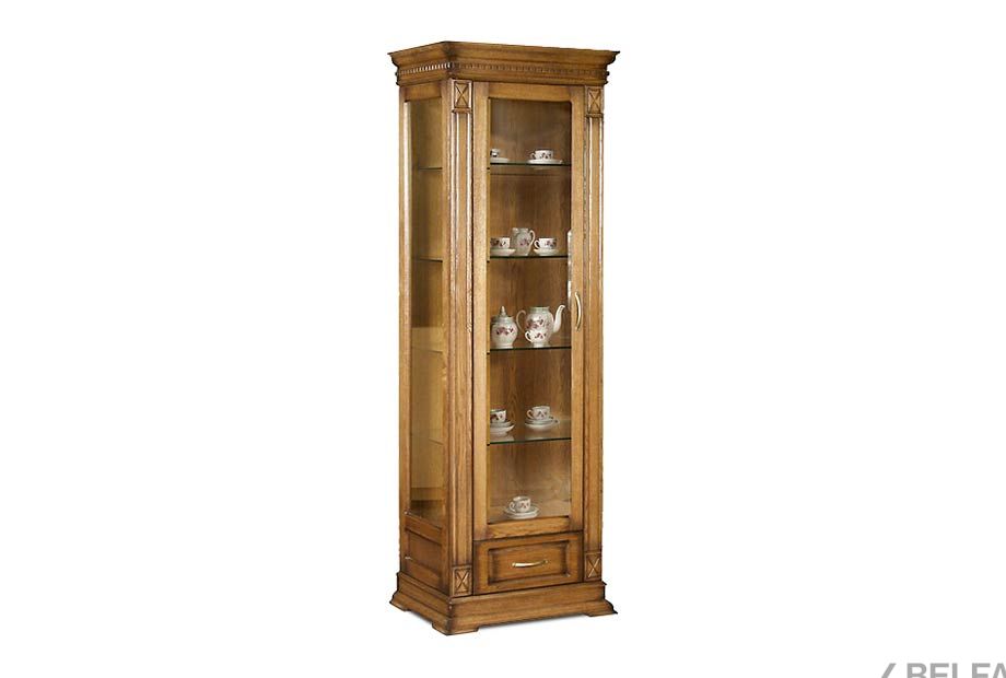 Шкаф с витриной "Верди Люкс 1з" массив и шпон дуба 1