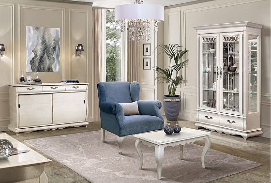 Шкаф с витриной 2-х дверный "Тэфи" массив и шпон дуба 4